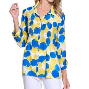 NEW MULTIPLES 3/4 sleeve button tuck shirt